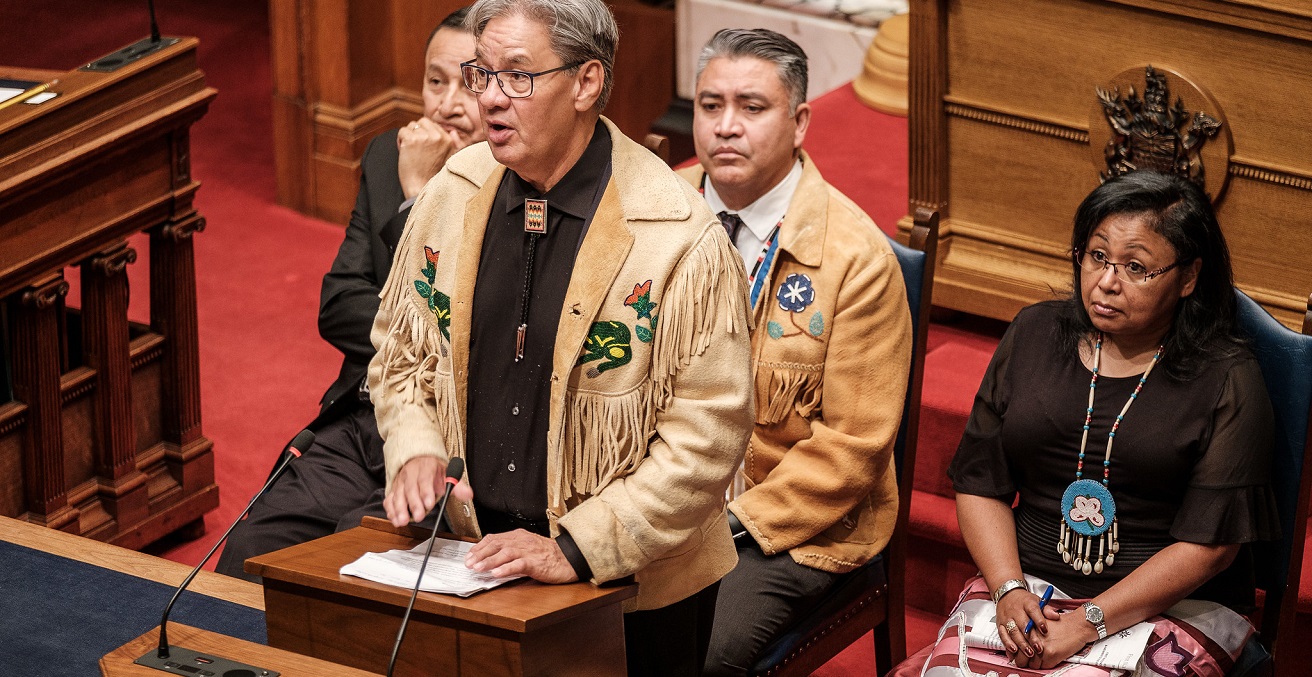 Indigenous Canadians testify in the British Columbia government during a session on recognizing and protecting the rights of Indigenous Peoples in 2019. Source: Province of British Columbia https://bit.ly/3f0ge9x