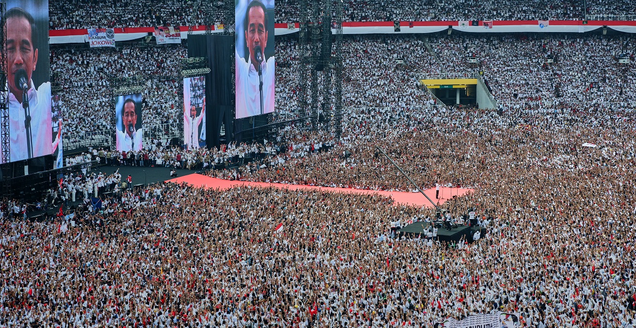 Joko Widodo/Jokowi give a speech in his final rally of presidential election in 2019. Source:  kitingfield/Shutterstock.