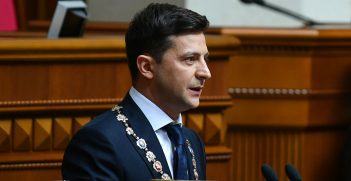 Ukrainian President Volodymyr Zelensky at his inauguration on May 20, 2019. Source: Office of the President of the Ukraine/Wikimedia Commons: https://bit.ly/3gheTvf