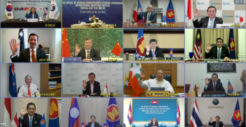 Delegates at the 36th ASEAN Summit in 2020, run virtually. Source: ASEAN Secretariat, Flickr, https://bit.ly/3HKMeuR