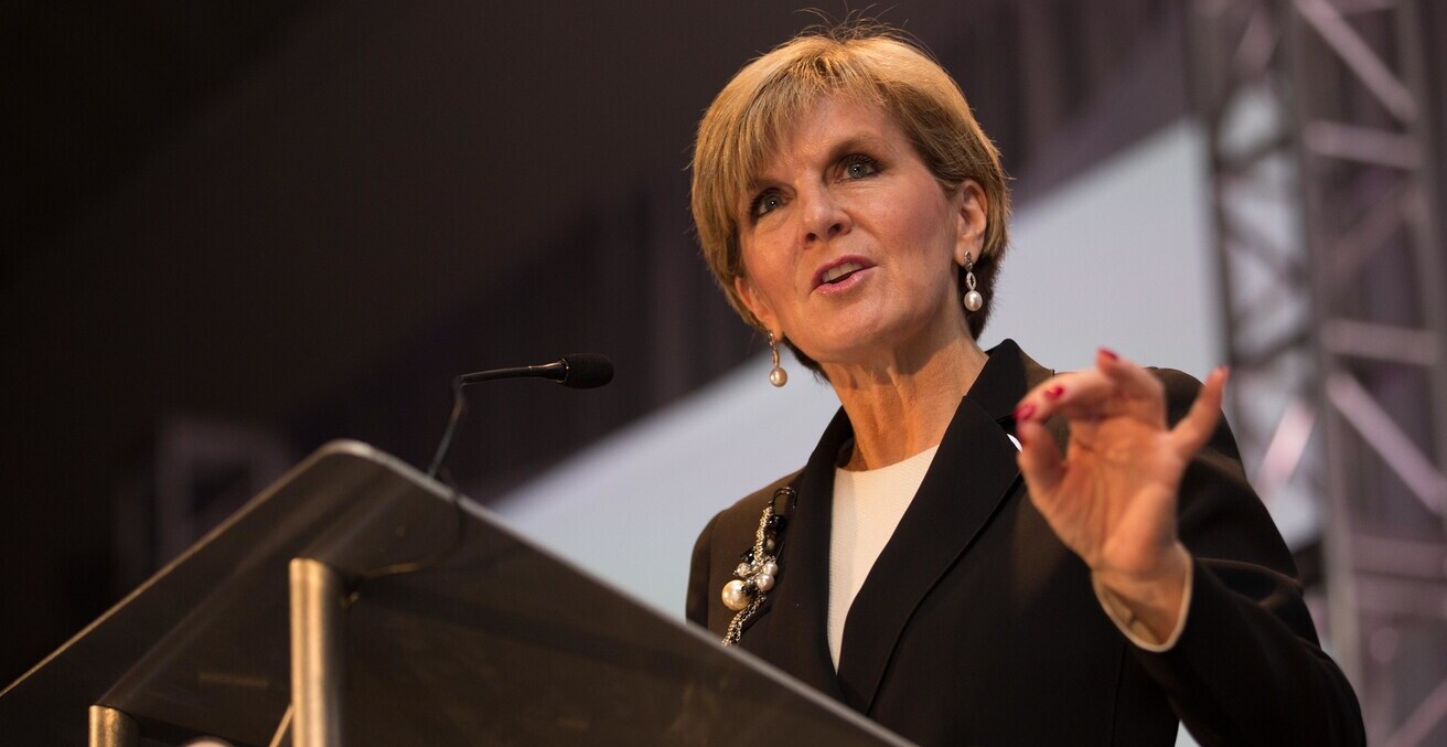 Former Foreign Affairs Minister Julie Bishop speaks at USAID's 'Partnering to End Extreme Poverty and Achieve the Global Goals'  event in September 2015. Source: USAID, Flickr, https://bit.ly/3qIiyYU. 