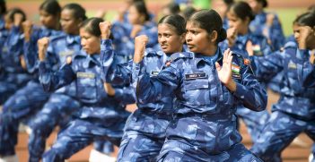 The all-woman Indian peacekeeping mission to Liberia perform a martial arts ceremony.
Source: UN Peacekeeping, Flickr, https://bit.ly/3IP52K5