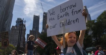 Scenes from the 20 September 2019 demonstration in downtown New York as part of the youth-lead global #ClimateStrike.
Source: UN Women, Flickr, https://bit.ly/3ud0A1y.