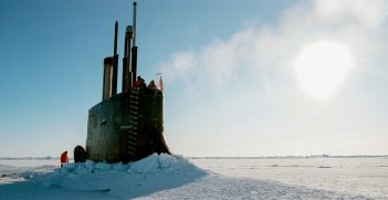 The Seawolf-class fast-attack submarine USS Connecticut surfaces through the ice in the Beaufort Sea during ICEX 2018 exercises.(Mass Communication Specialist First Class Daniel Hinton/US Navy, https://bit.ly/3RzA9hi)