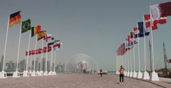 A promotional display for the FIFA World Cup competitors in Doha. Source: Robert Wilson, Flickr, https://bit.ly/3aqRWH3.