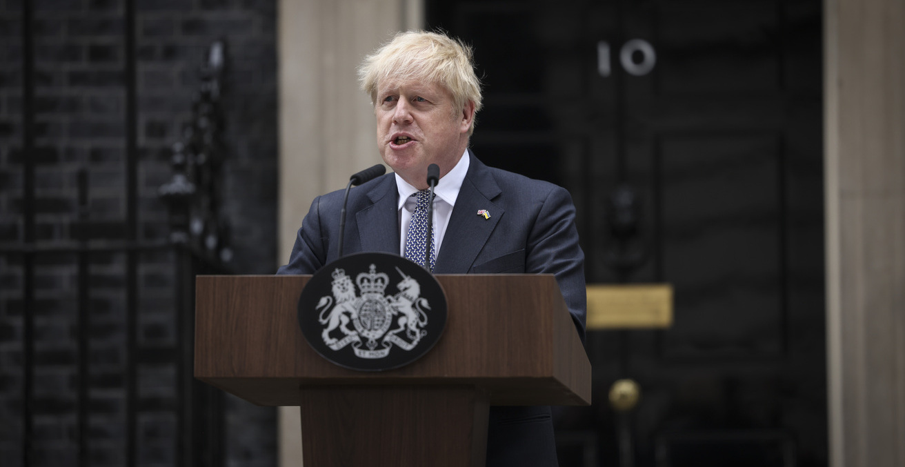 07/07/2022. London, United Kingdom. The Prime Minister Boris Johnson makes his resignation statement outside Number 10 Downing Street. Picture by Tim Hammond / No 10 Downing Street, https://bit.ly/3P6VT2y