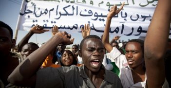 A protest outside West Darfur University.
Source: UN Photo, Flickr, https://bit.ly/3za0N8f
