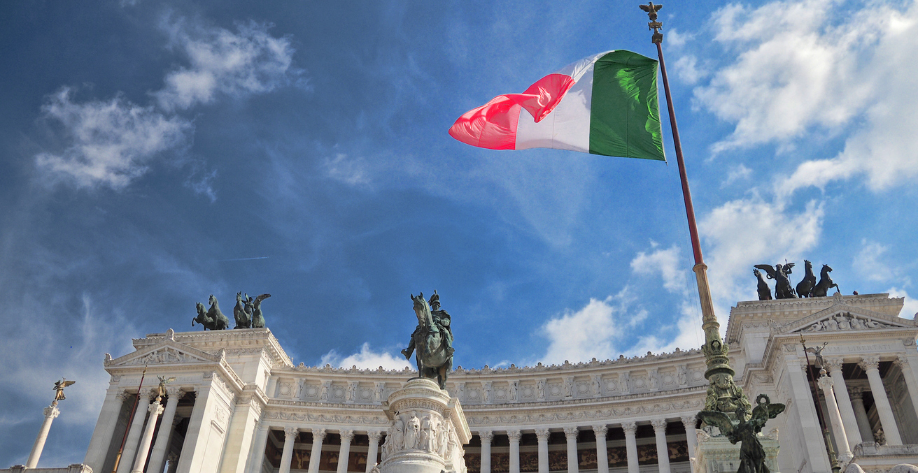 Italian flag flying in Rome. Source: Dmitry Djouce, Flickr, https://bit.ly/3V2CfYV