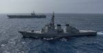 US Navy’s forward-SS Ronald Reagan sails alongside the Japan Maritime Self-Defense Force guided-missile destroyer JS Myoko. Source: US Pacific Fleet, Flickr, https://bit.ly/3EJ60bu