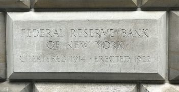 The cornerstone of the Federal Reserve building in New York City, photographed in 4/14/2017. Source: Benji the Pen/https://bit.ly/3VVIgqb.