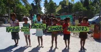 Kiribati supports the Pacific Climate Warriors. Source: 350/https://bit.ly/40Msdgp