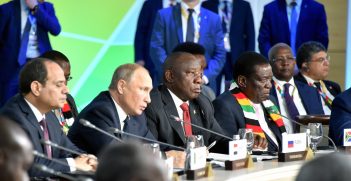 President Cyril Ramaphosa during plenary session at the Russia-Africa Summit held in Sochi, Russian. Source: Government of South Africa/http://bit.ly/40aFZcZ