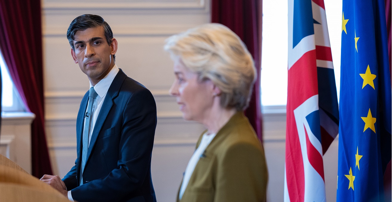 The Prime Minister Rishi Sunak holds a joint press conference with the President of the European Commission Ursula von der Leyen in Windsor Guildhall. Source: Simon Walker /https://bit.ly/3Gk7ZTN