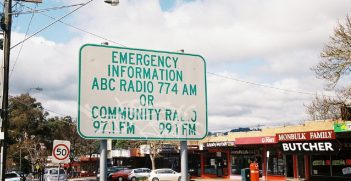 Sign - Emergency Information ABC Radio 774 AM or Community Radio 97.1 FM, 99.1 FM. Source: Matthew Paul Argall/ http://bit.ly/3ZZ4Saz