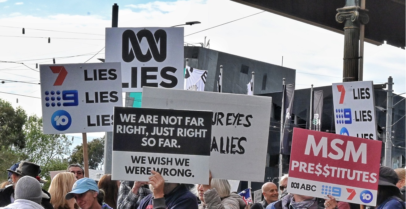Protestors at Federation Square, Melbourne. Source: Gordon Farrer.