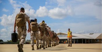 Marines from the Ground Combat Element arrive at Royal Australian Air Force’s Base Darwin to join the Marine Air-Ground Task Force as a part of Marine Rotational Force – Darwin. Source: Defense Visual Information Distribution Service/https://bit.ly/3M7ei0a