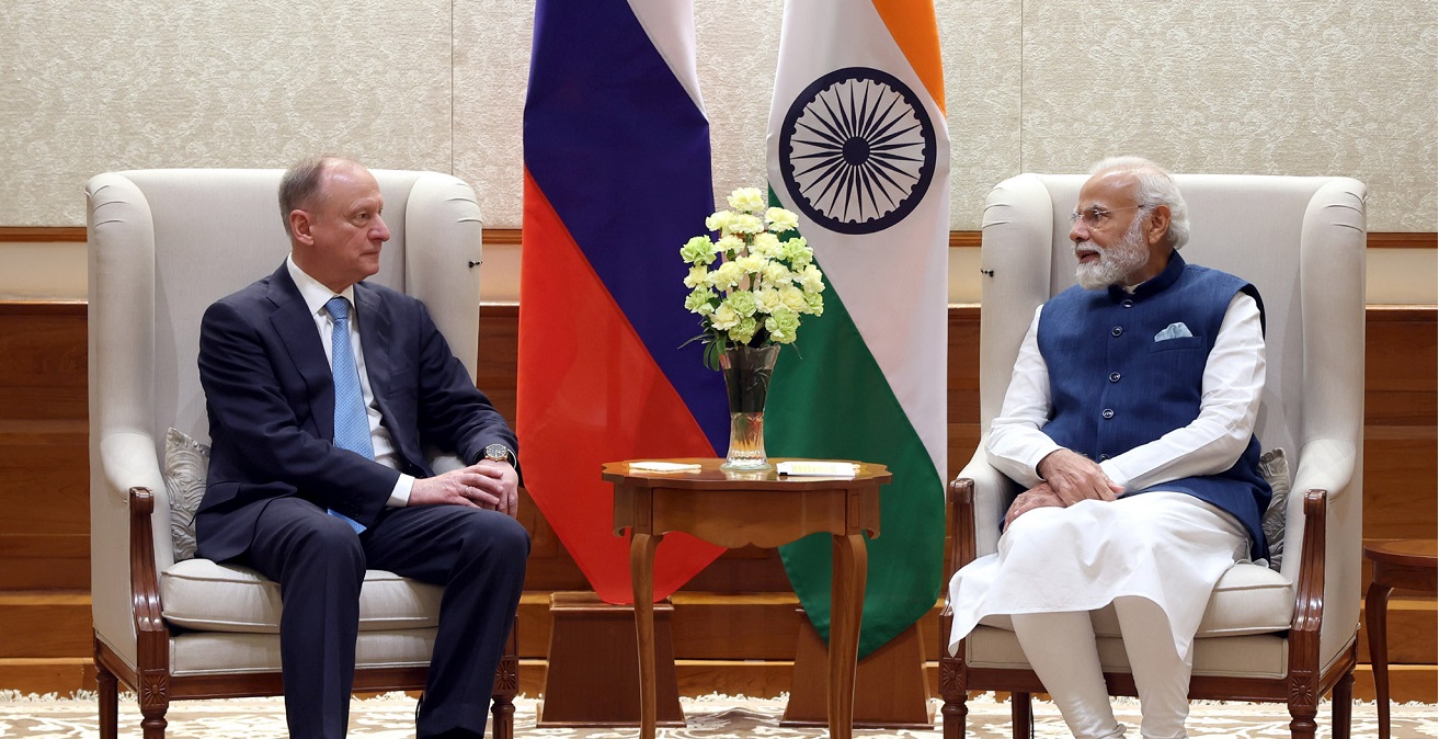The Secretary of the Russian Security Council, Mr Nikolai Pastrushev calls on the PM in New Delhi, March 29, 2023. Source: Office of the Prime Minister Photo Gallery/https://bit.ly/40W6Clz
