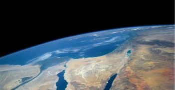 The international boundary between Israel and Egypt, reflecting different rural landscapes, stands out clearly. The Nile River runs through the frame. NASA photo experts believe the haze over the Mediterranean to be wind-borne dust. The photo was taken with an Aero-Linhof large format camera.Source: NASA/https://bit.ly/3pwxfR2