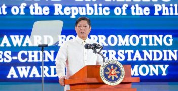 PBBM delivers a speech during the Association for Philippines-China Understanding (APCU) Award Ceremony. Source: Presidential Communications Office/https://bit.ly/3PhziDv