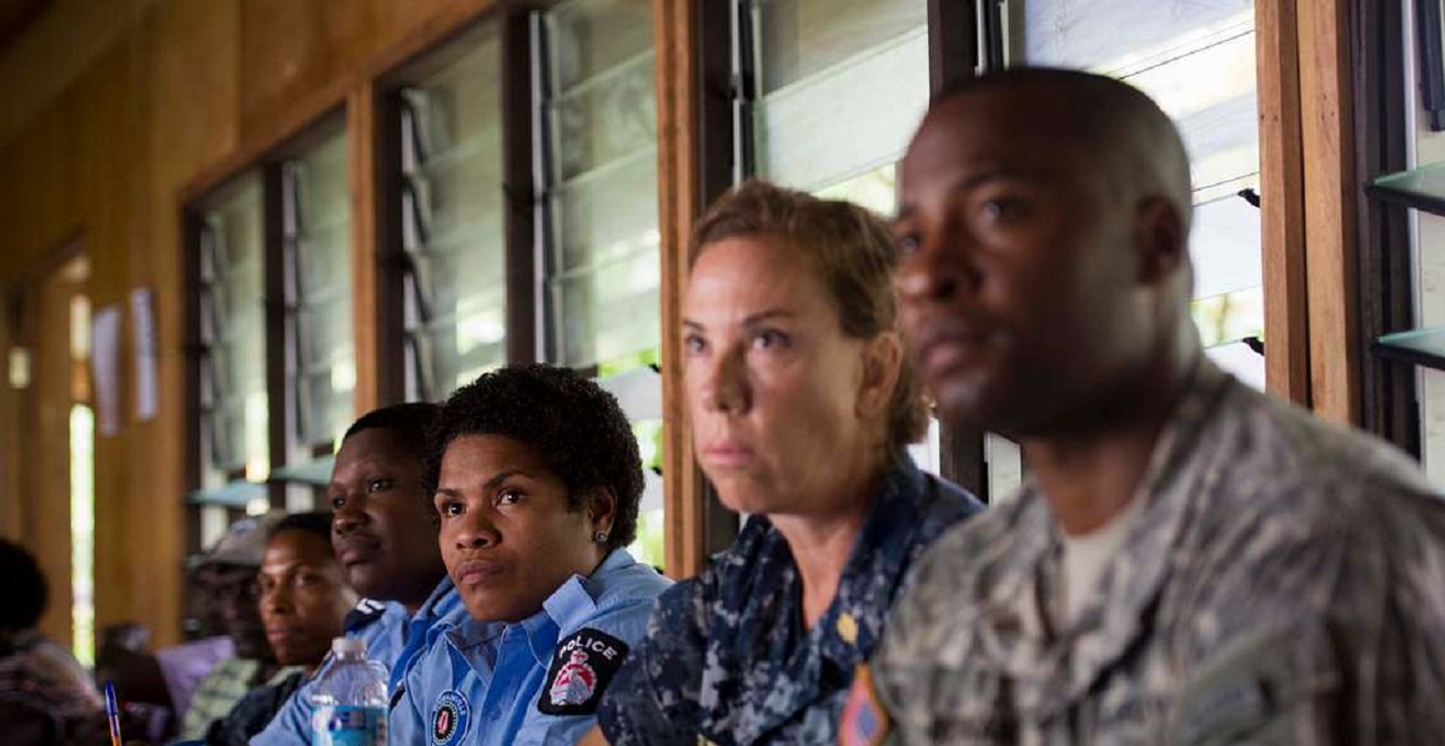 ARAWA, Autonomous Region of Bougainville, Papua New Guinea (July 2, 2015) Leaders from Bougainville, the Royal Papua New Guinea Constabulary, and Pacific Partnership 2015 conduct a family violence prevention workshop at the Tuniva Learning Center. Source: Defense Visual Information Distribution Service/https://bit.ly/3Nzo0b4