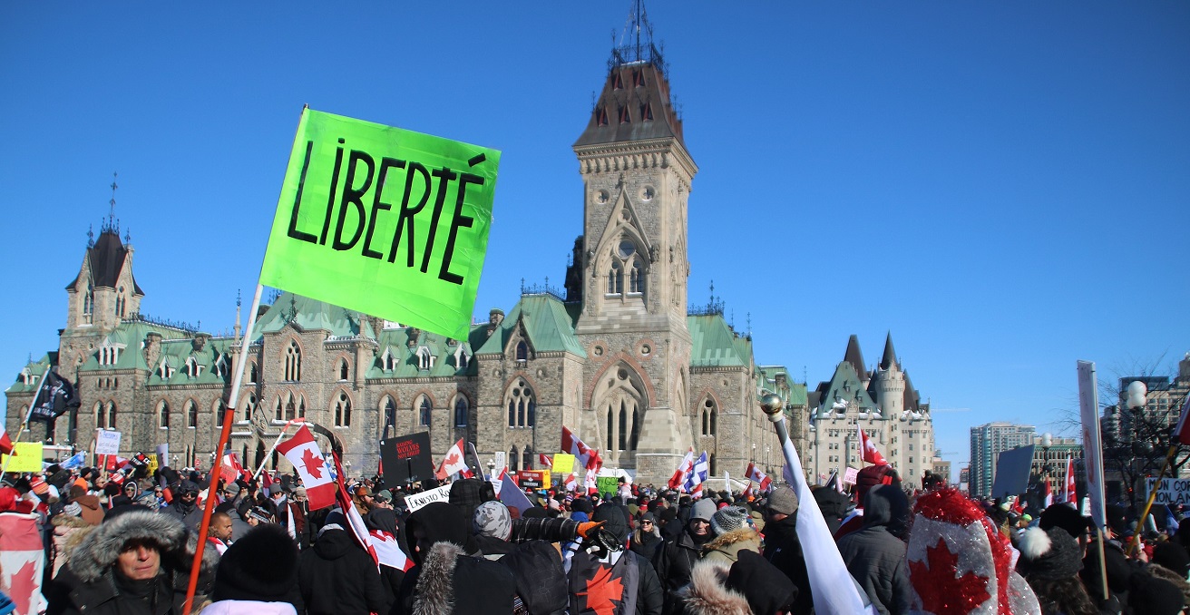 Protest in Ottawa, Canada, 29 January 2022. Source: Véronic Gagnon/https://bit.ly/3pCcfss