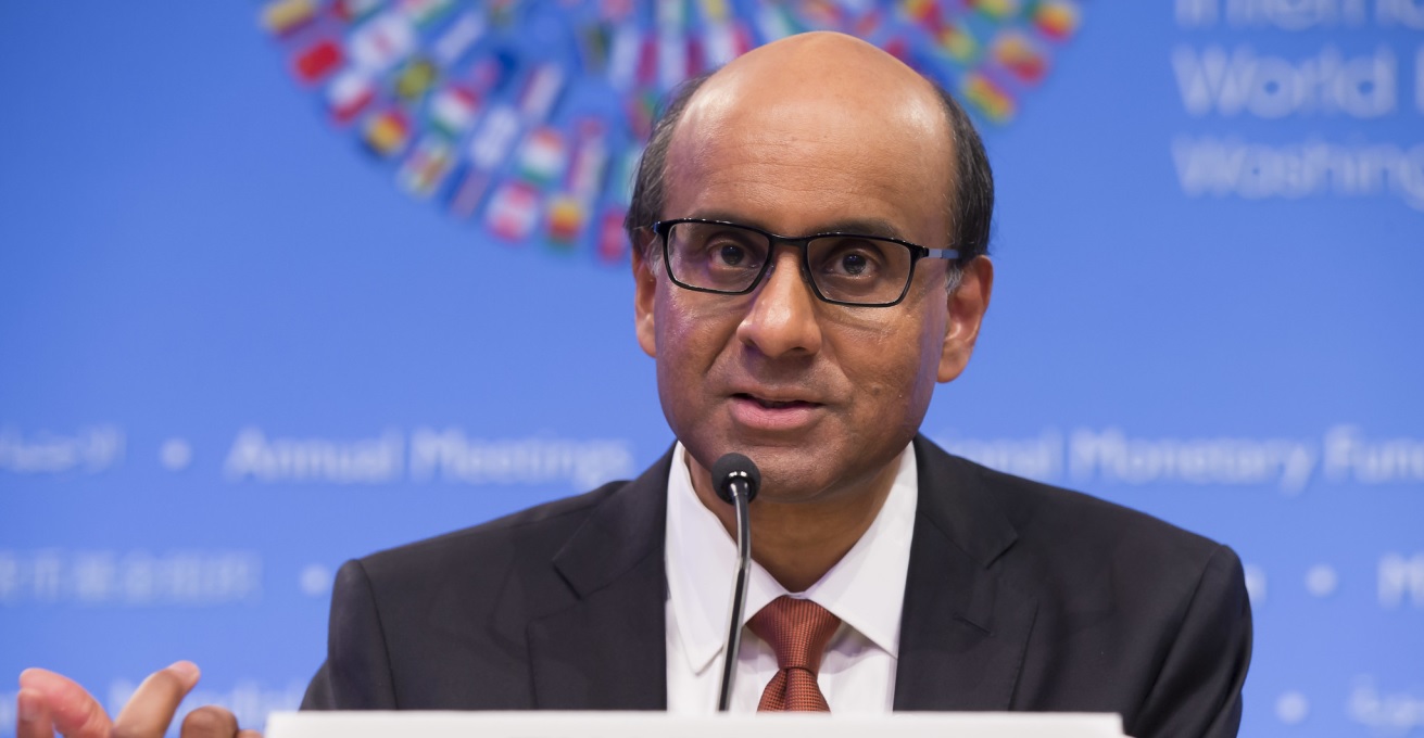 IMFC Chairman Tharman Shanmugaratnam speaks at a joint press conference after the conclusion of the IMFC meeting at the 2014 IMF/World Bank Annual Meetings at the World Bank October 11 2014 in Washington. Source: IMF Staff Photograph/Stephen Jaffe / http://tiny.cc/9oxbvz