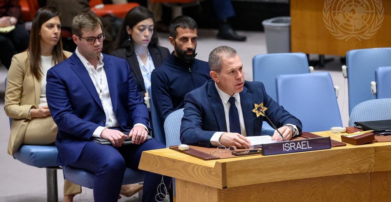 Gilad Erdan, Permanent Representative of Israel to the United Nations, addresses the Security Council meeting on the situation in the Middle East, including the Palestinian question. Source: UN Photo/Loey Felipe / http://surl.li/nimoz