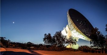 Norcia station, DSA-1 (Deep Space Antenna-1), hosts a 35 m-diameter parabolic antenna and is located 140 km north of Perth, Western Australia. Source: Tamsin Slater / https://t.ly/BDuuE