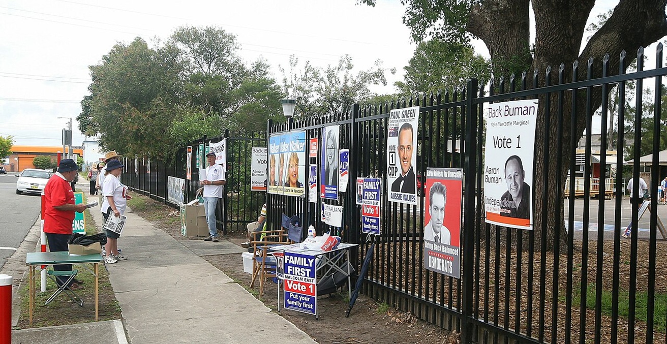 A polling booth in the Division of Newcastle. Source: Timeshift9 at en.wikipedia / https://t.ly/Wn0ut