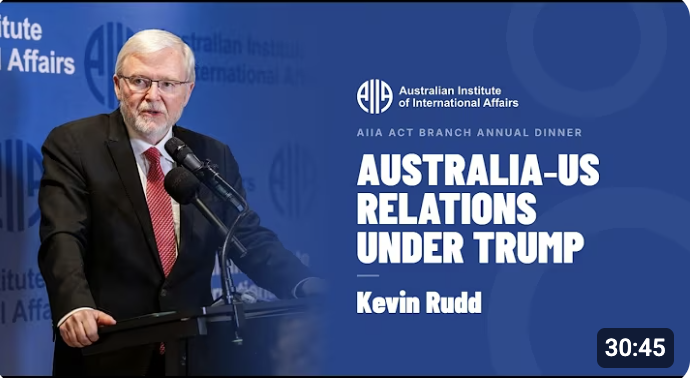 Australia-US Relations Under Trump | Kevin Rudd | AIIA ACT Branch Annual Dinner